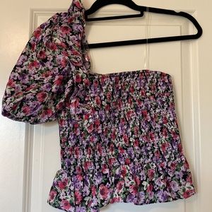 NWOT Floral One Shoulder Top